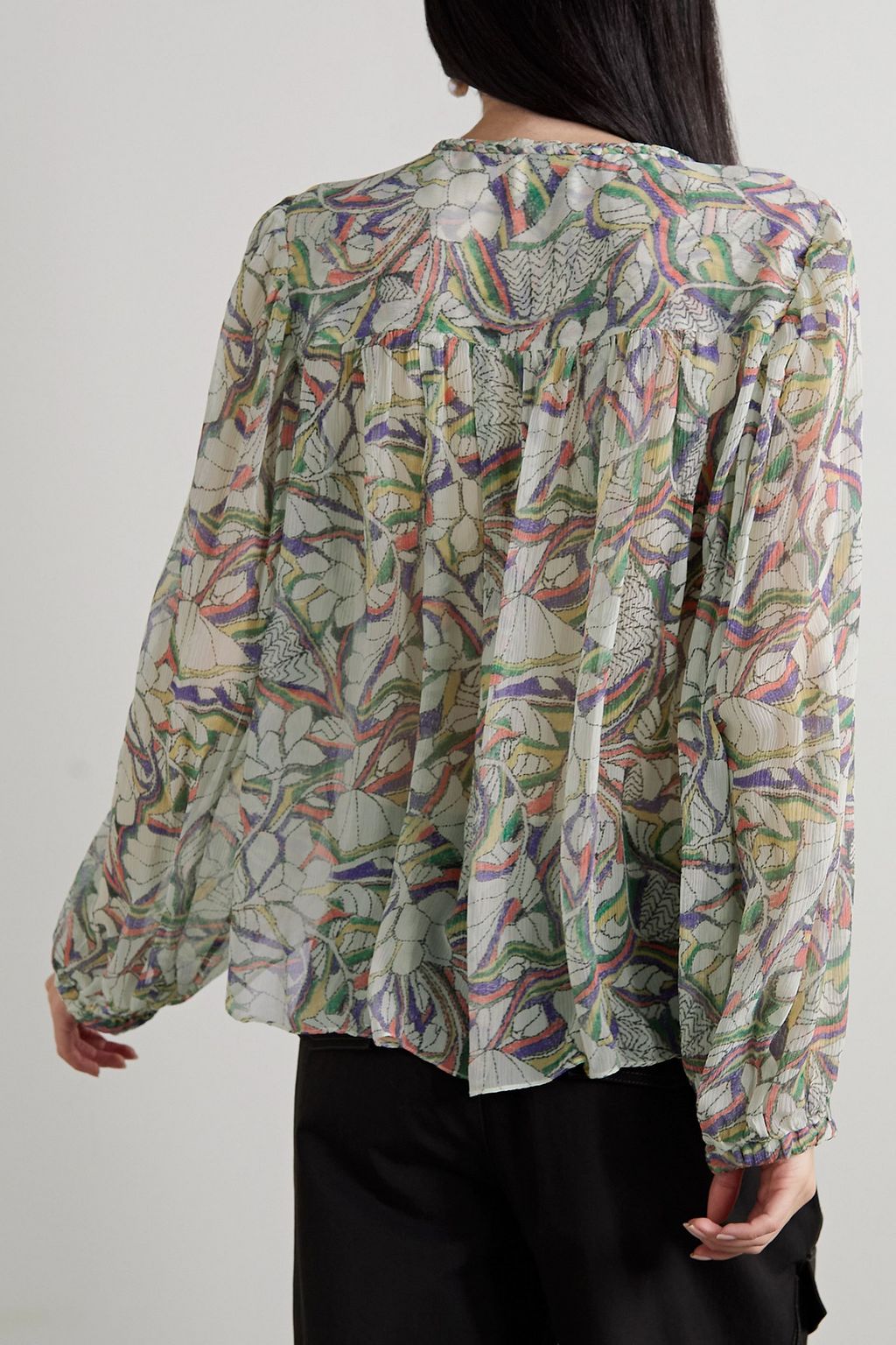 ISABEL MARANT Ametissa printed textured-silk blouse