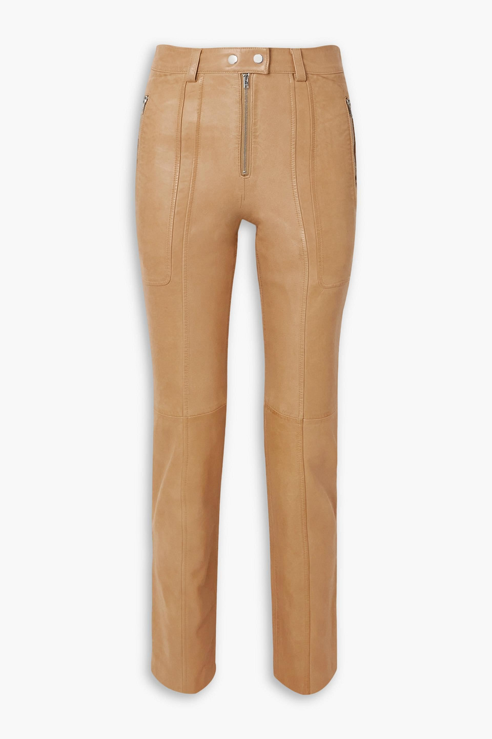 Isabel Marant Anazia Paneled Leather Slim-leg Pants In Camelfarben