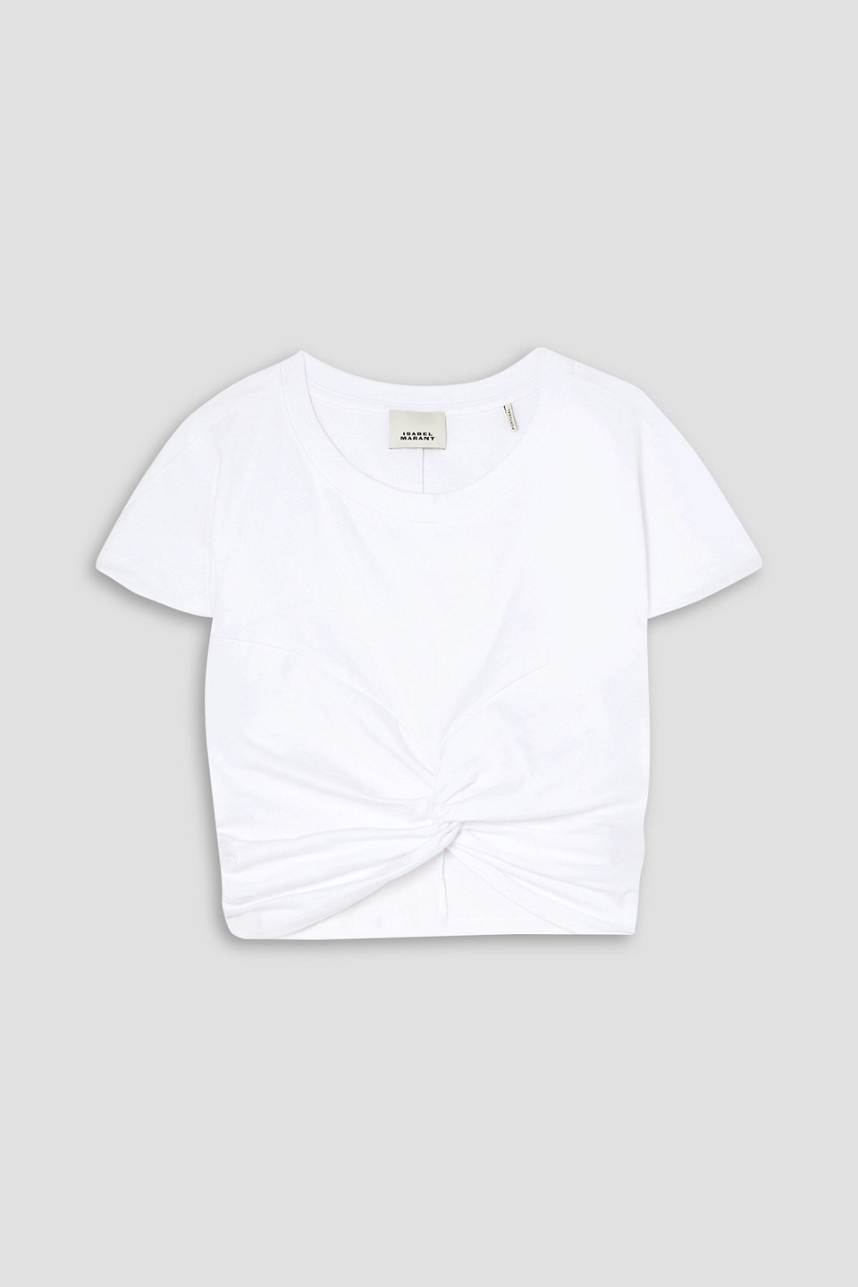 Isabel Marant Zineae Cropped Twist-front Cotton-jersey T-shirt In Weiss