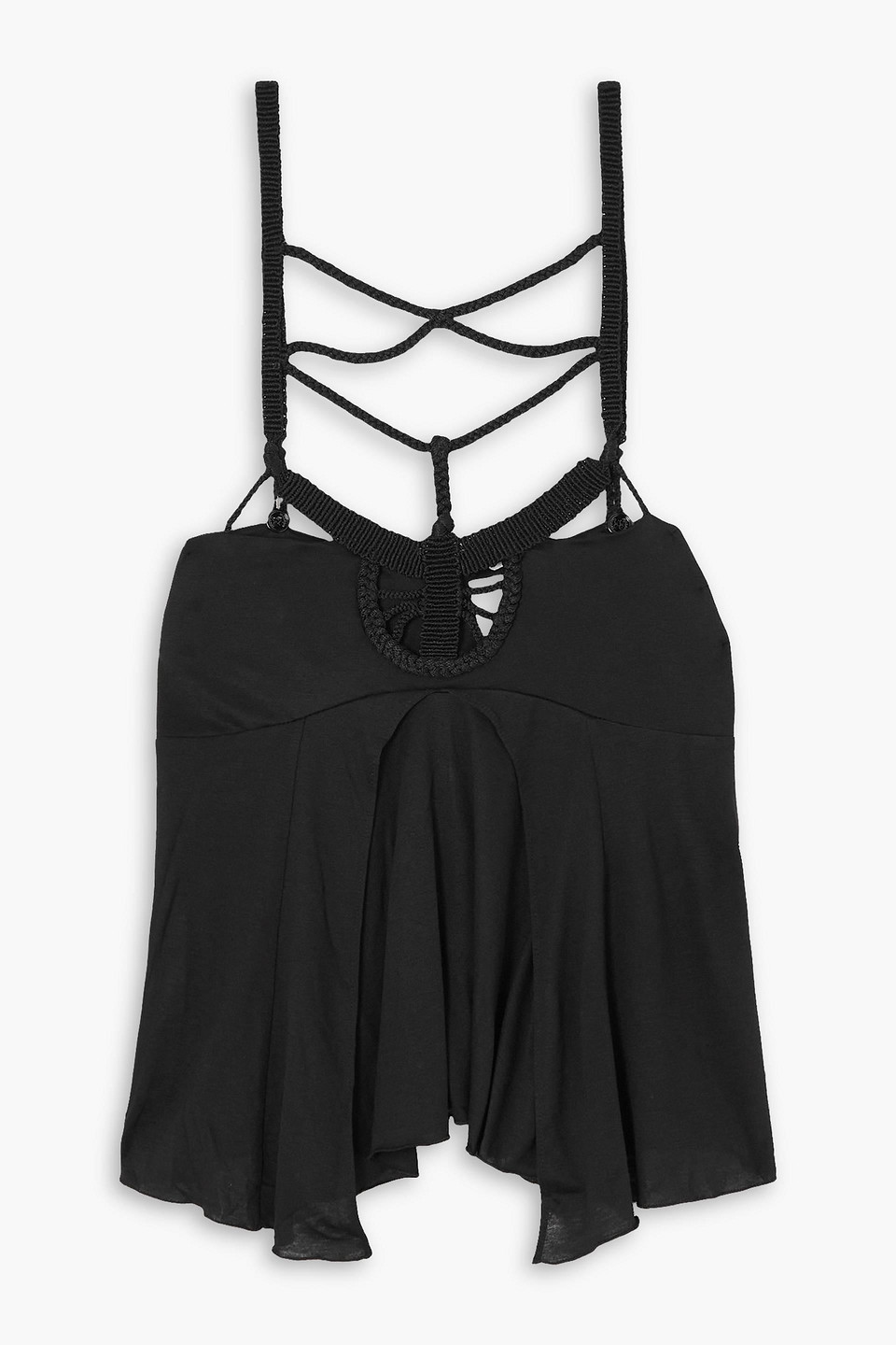 Isabel Marant Danila Macramé-trimmed Jersey And Voile Camisole In Schwarz