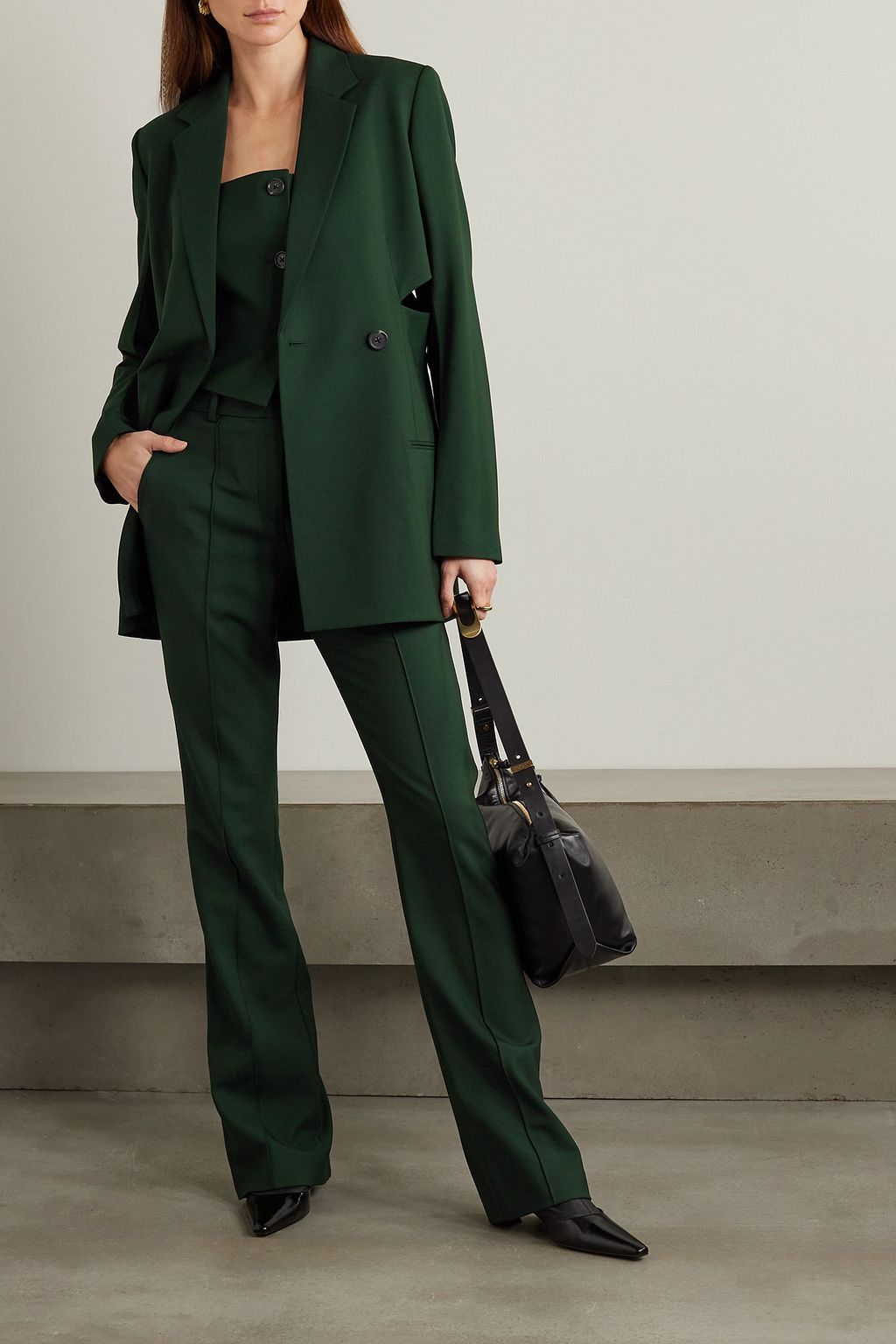HELMUT LANG Slash double-breasted cutout stretch-twill blazer