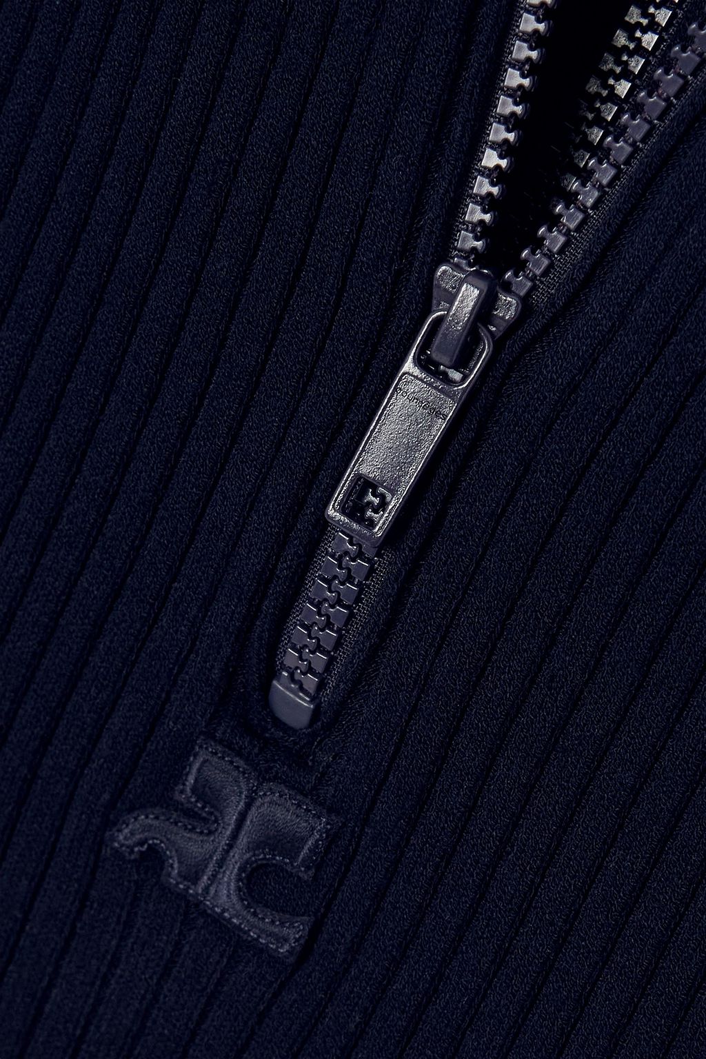 COURREGES Zip-detailed ribbed-knit mini dress