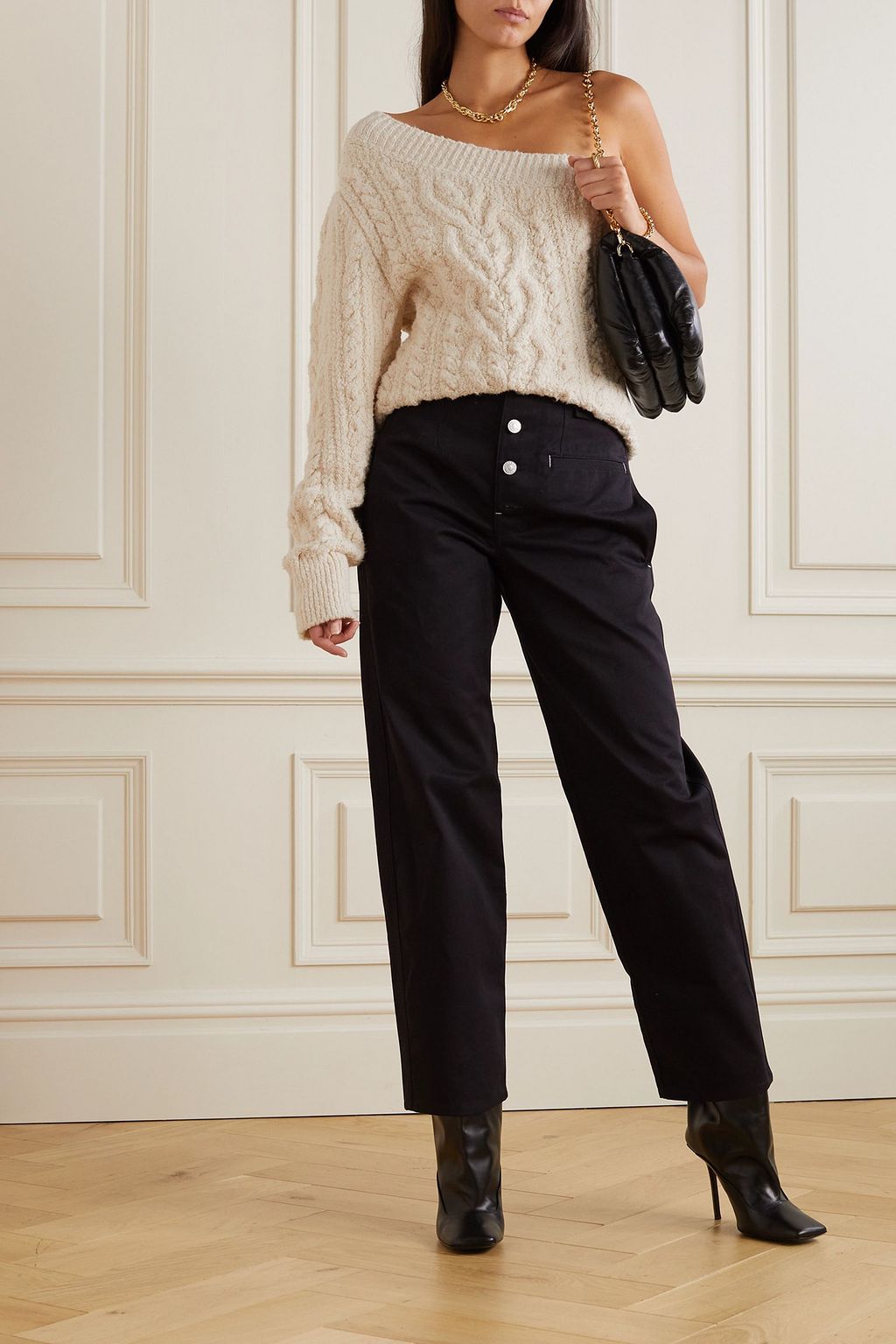 ISABEL MARANT Blaine one-shoulder cable-knit cotton-blend sweater