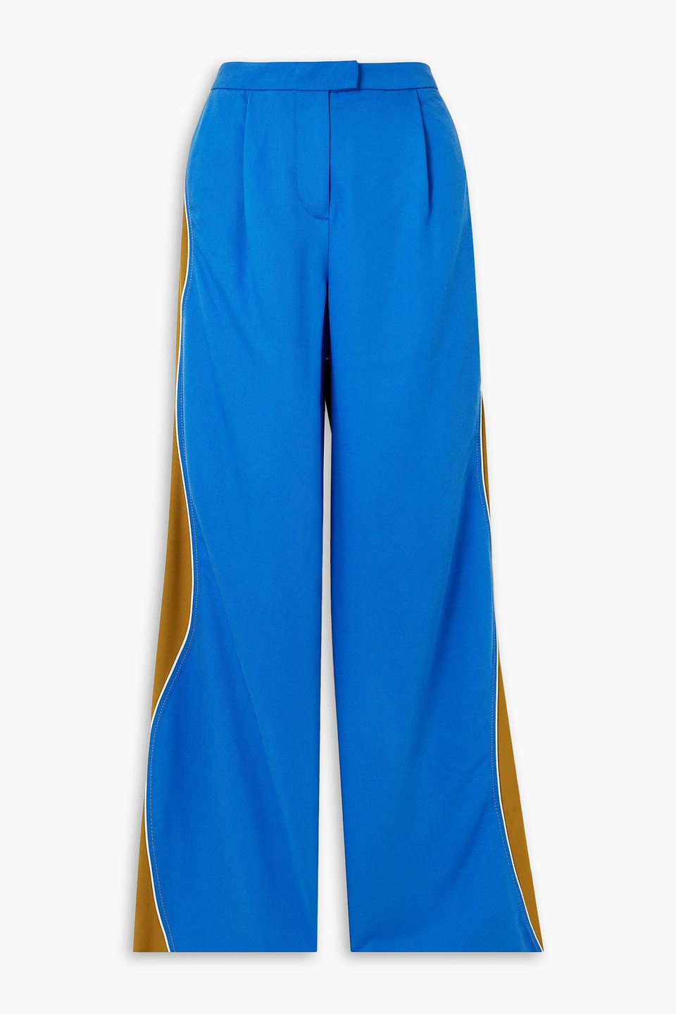 Ahluwalia Lagos Jersey-trimmed Lyocell-twill Wide-leg Pants In Azure