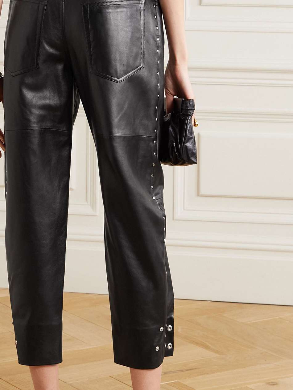 studded leather tapered pants