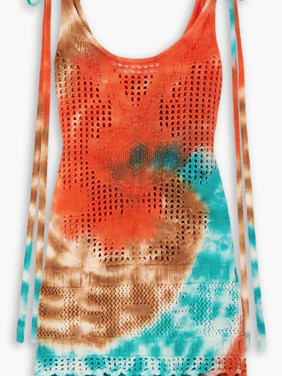 california dreaming net tasseled tie-dyed wool mini dress