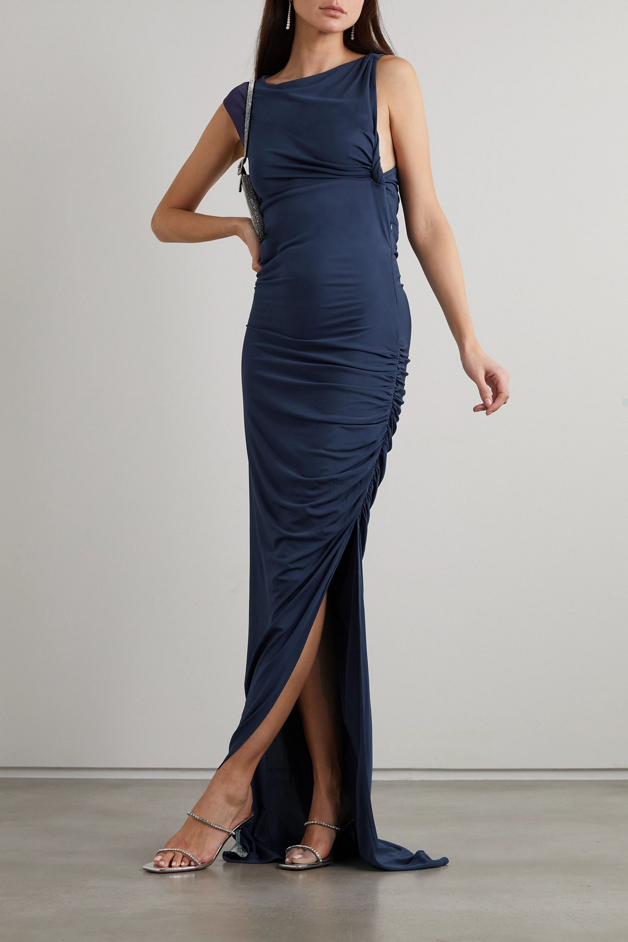 Christopher Esber Gesine gathered stretch-tulle maxi dress