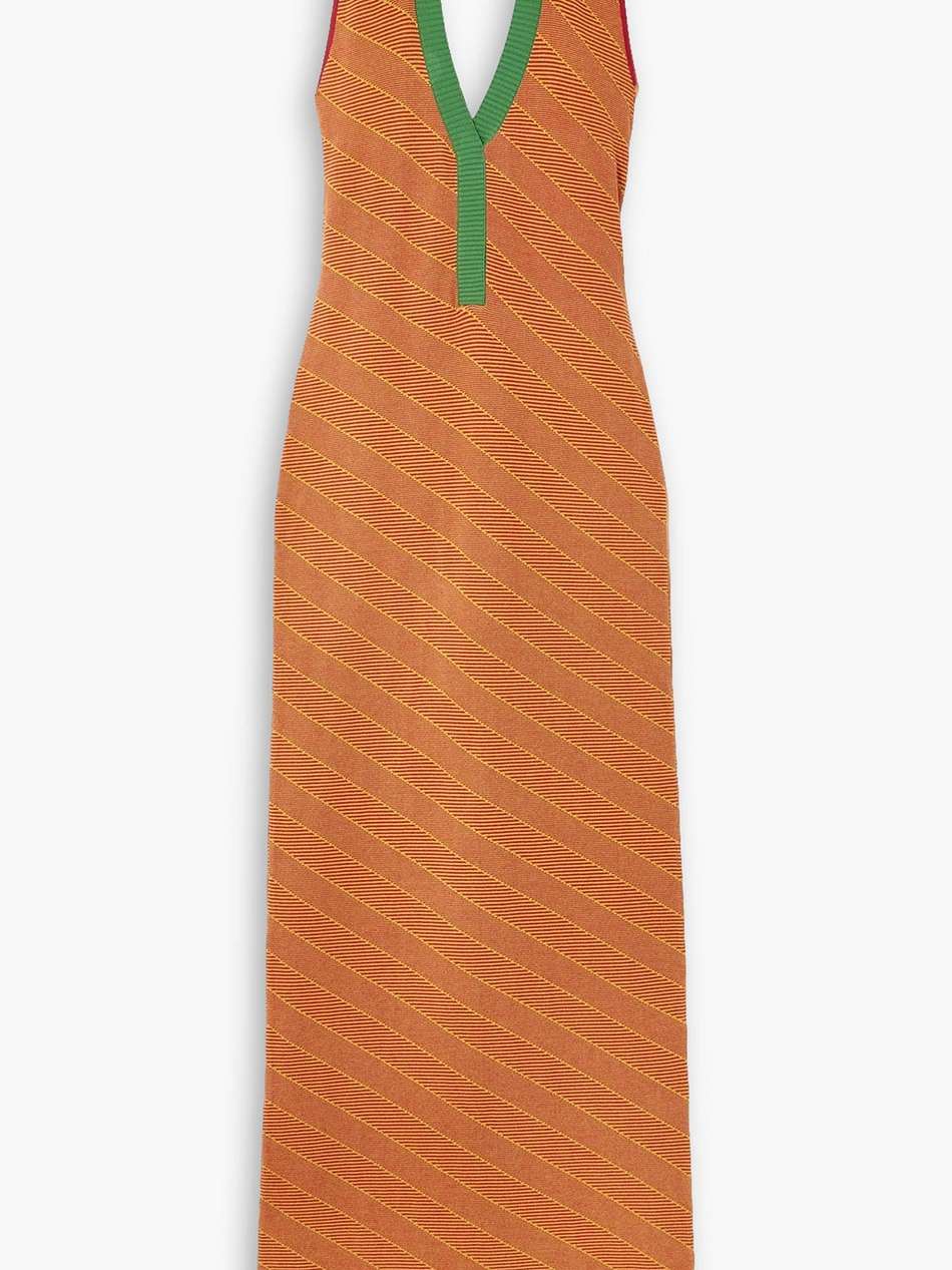 spice jacquard-knit halterneck maxi dress