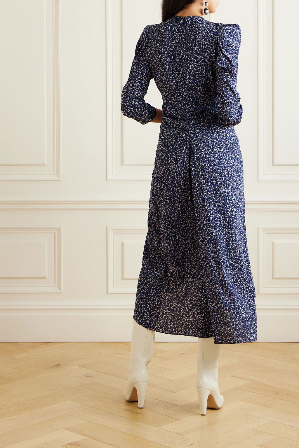 ISABEL MARANT Albini gathered printed silk-blend midi dress