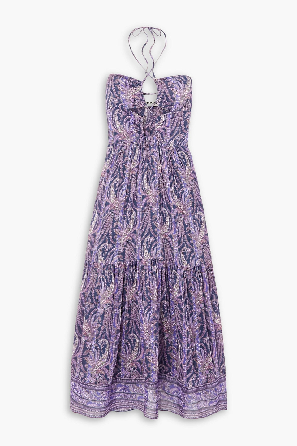 ISABEL MARANT BIRONA CUTOUT PAISLEY-PRINT COTTON AND SILK-BLEND HALTERNECK MIDI DRESS