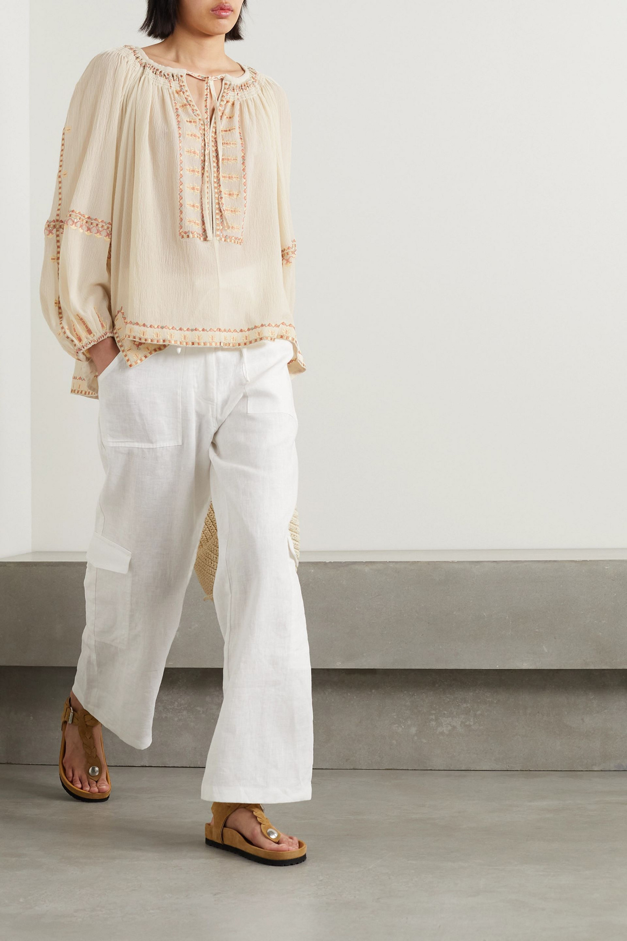 Isabel Marant Clive embroidered cotton-blend crepon blouse