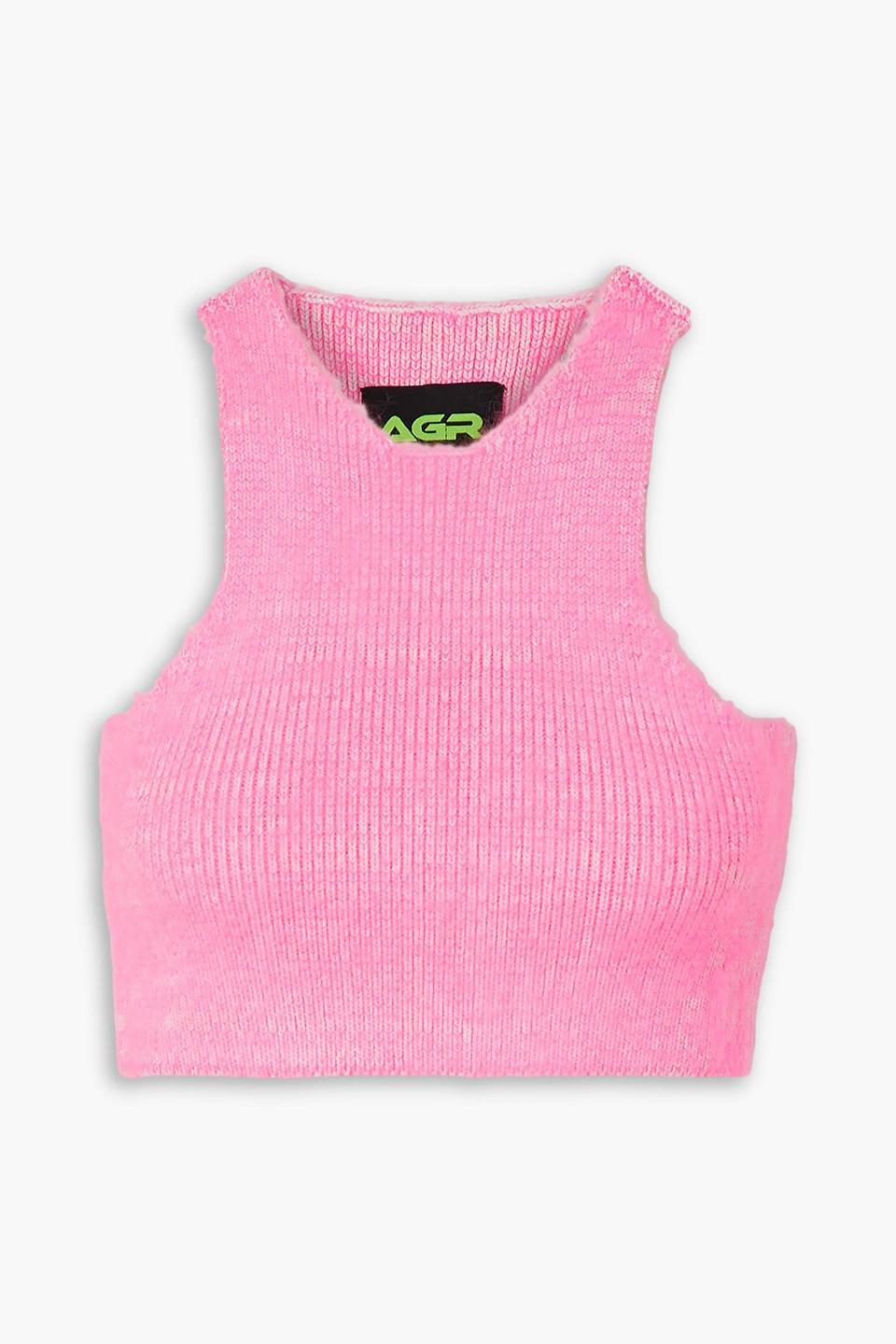 Agr Cropped Brushed Cotton-blend Tank In Pink