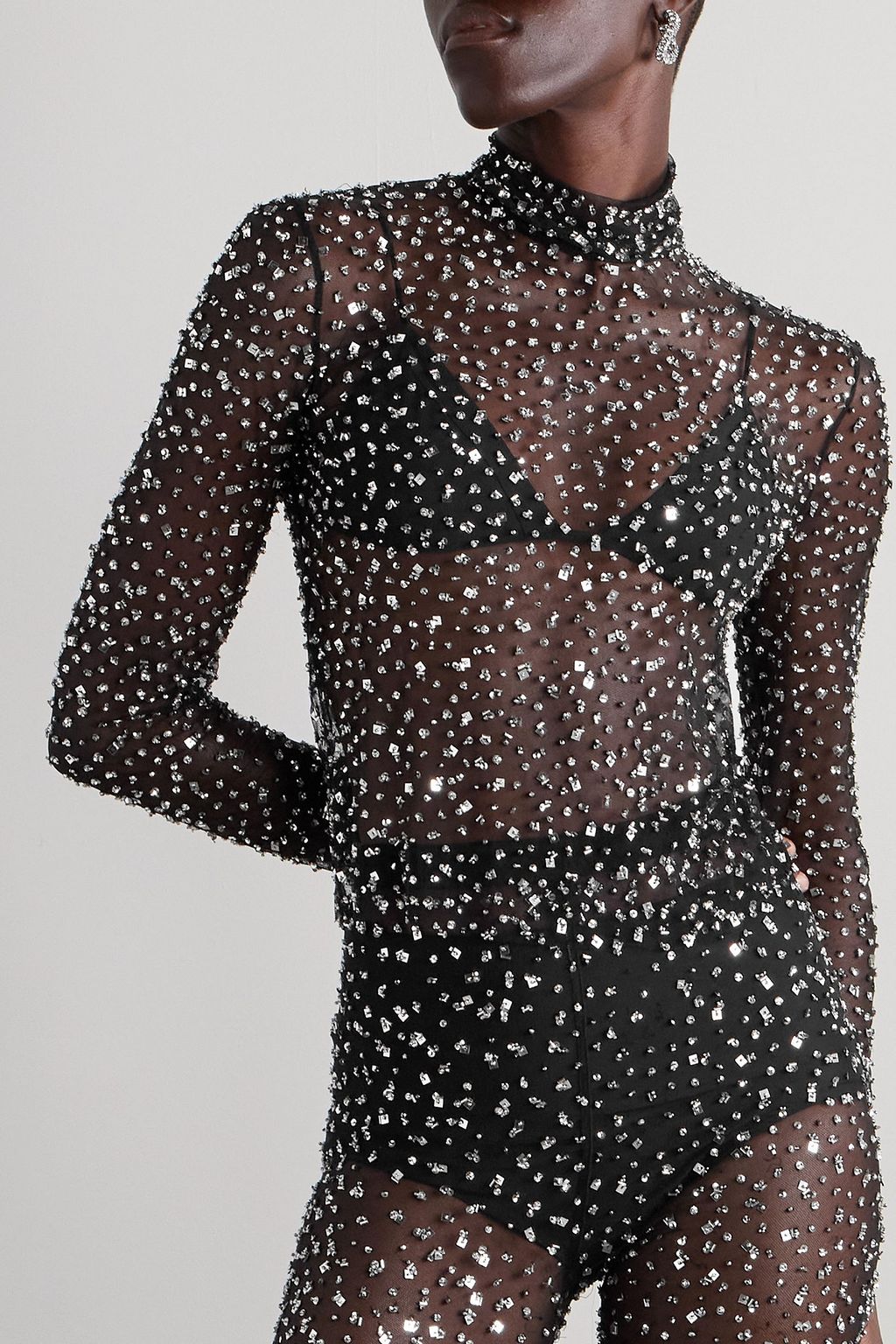 ISABEL MARANT Todiz crystal-embellished tulle top