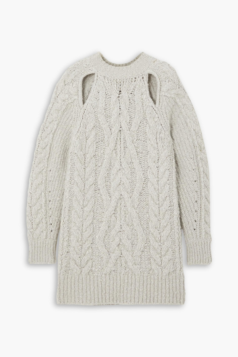 Shop Isabel Marant Nazae Cutout Cable-knit Mini Dress In Hellgrau