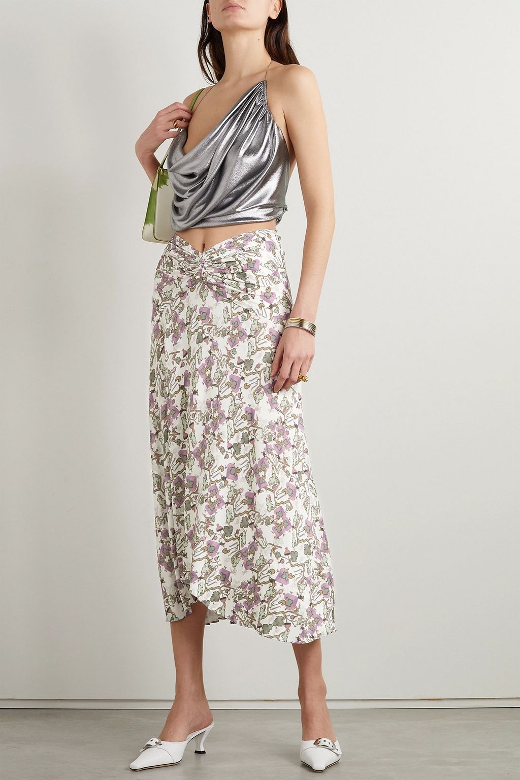 ISABEL MARANT Juneo twist-front floral-print stretch-jersey midi skirt