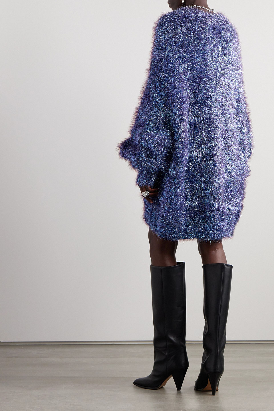 ISABEL MARANT WAYNE OVERSIZED METALLIC KNITTED MINI DRESS 