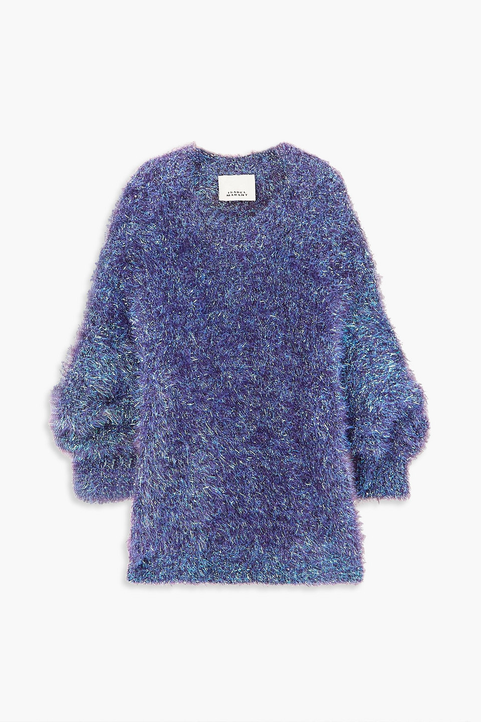 Isabel Marant Wayne Oversized Metallic Knitted Mini Dress In Blue