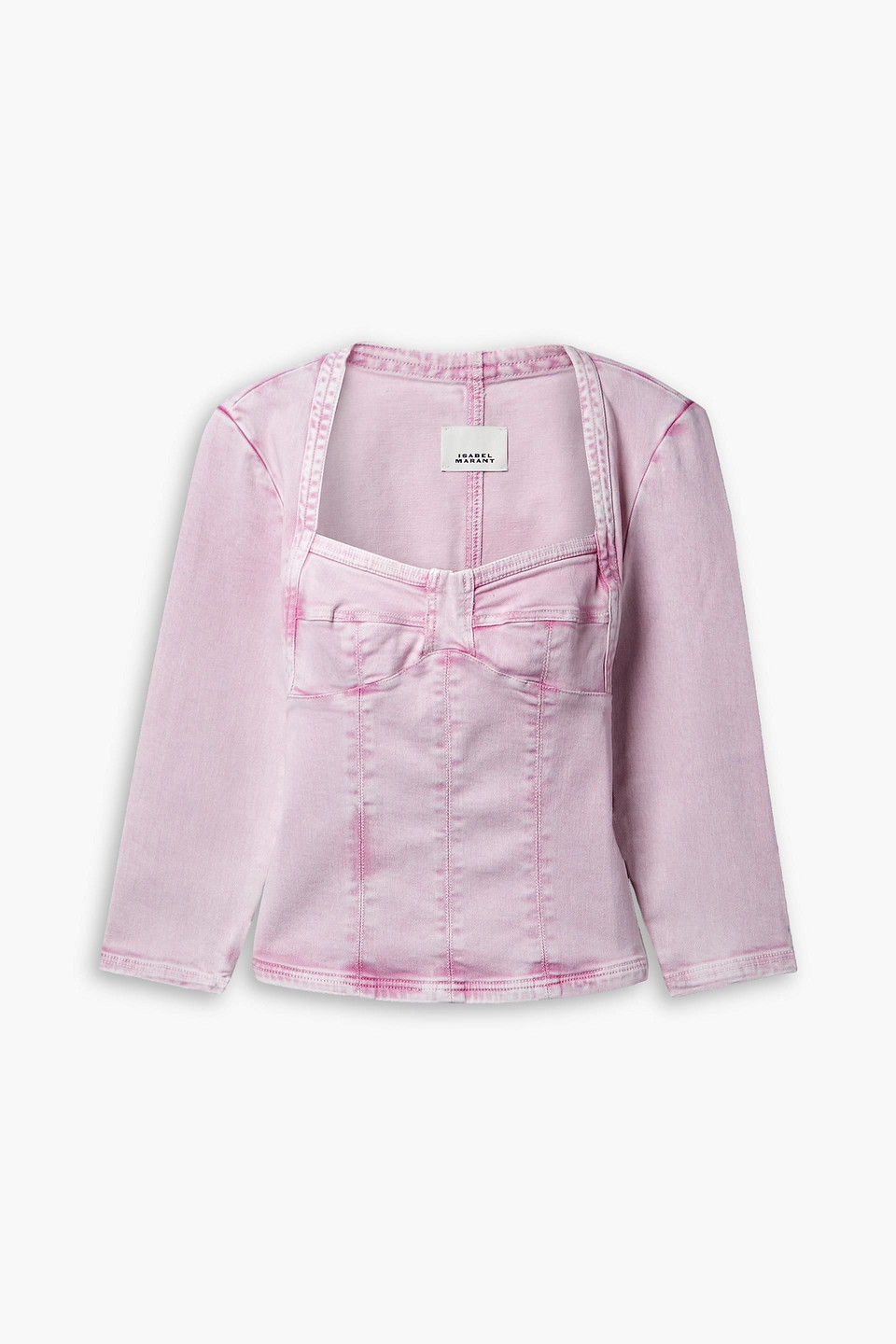 Isabel Marant Vanio Denim Top In Baby Pink