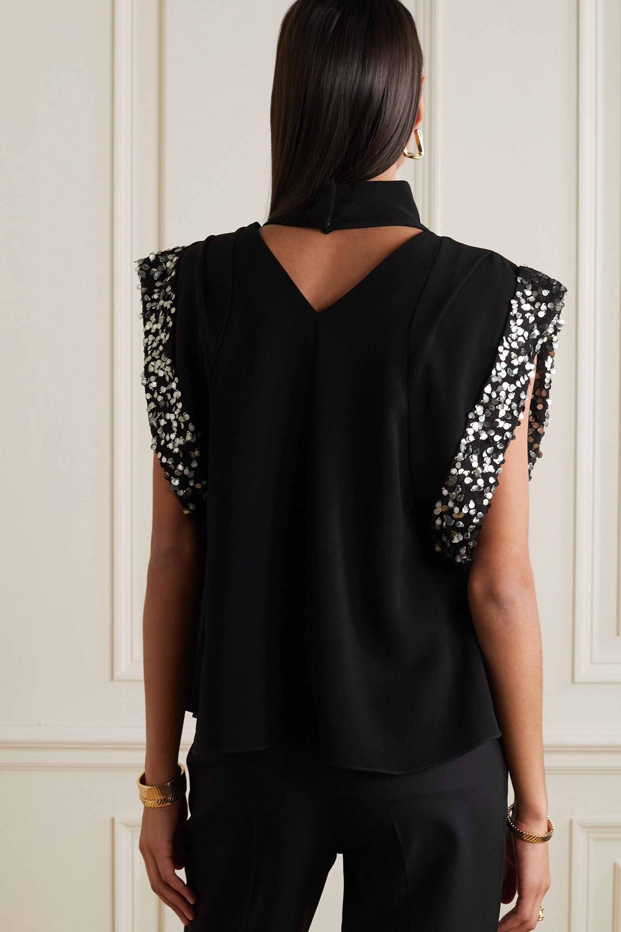 Isabel Marant Lenia cutout sequin-embellished crepe de chine blouse thumbnail