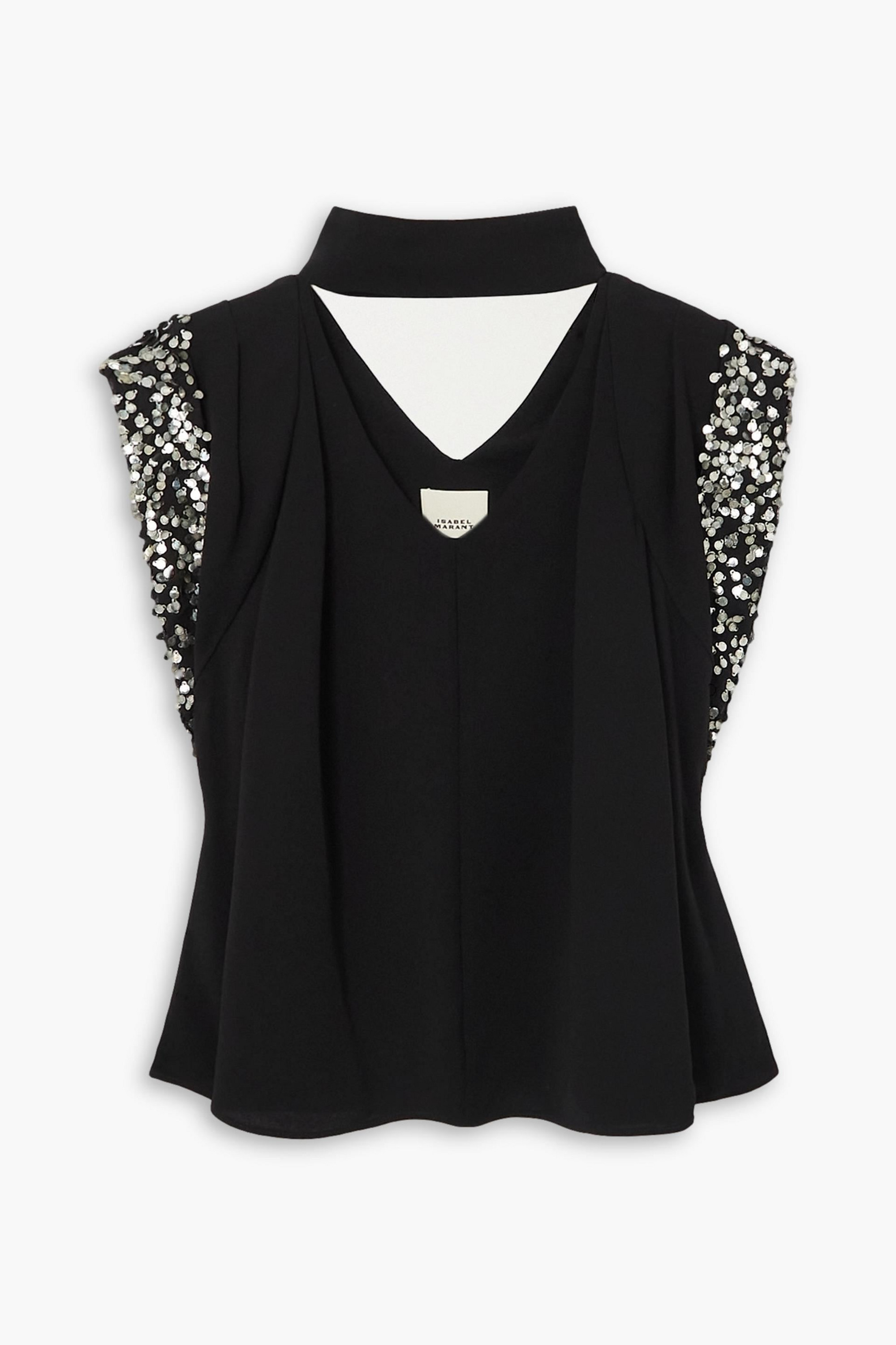 Isabel Marant Lenia cutout sequin-embellished crepe de chine blouse thumbnail