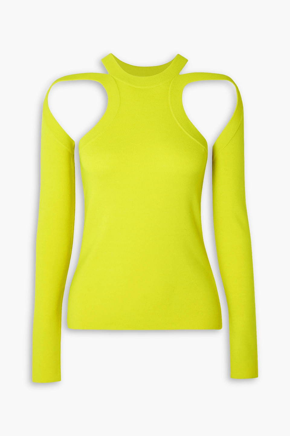 Dion Lee Cutout Merino Wool-blend Top In Bright Yellow