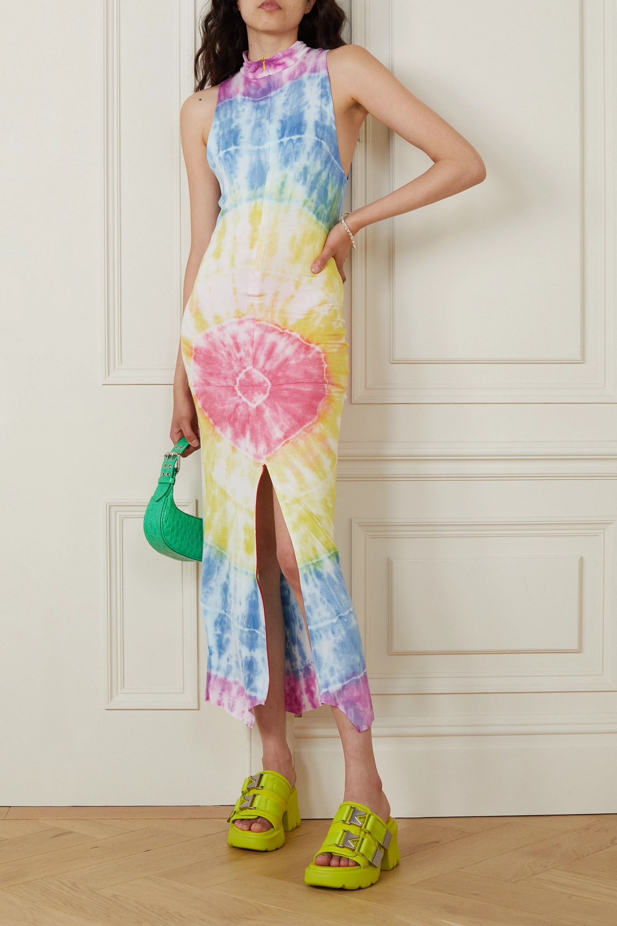 Conner Ives Bike tie-dyed cotton-jersey midi dress
