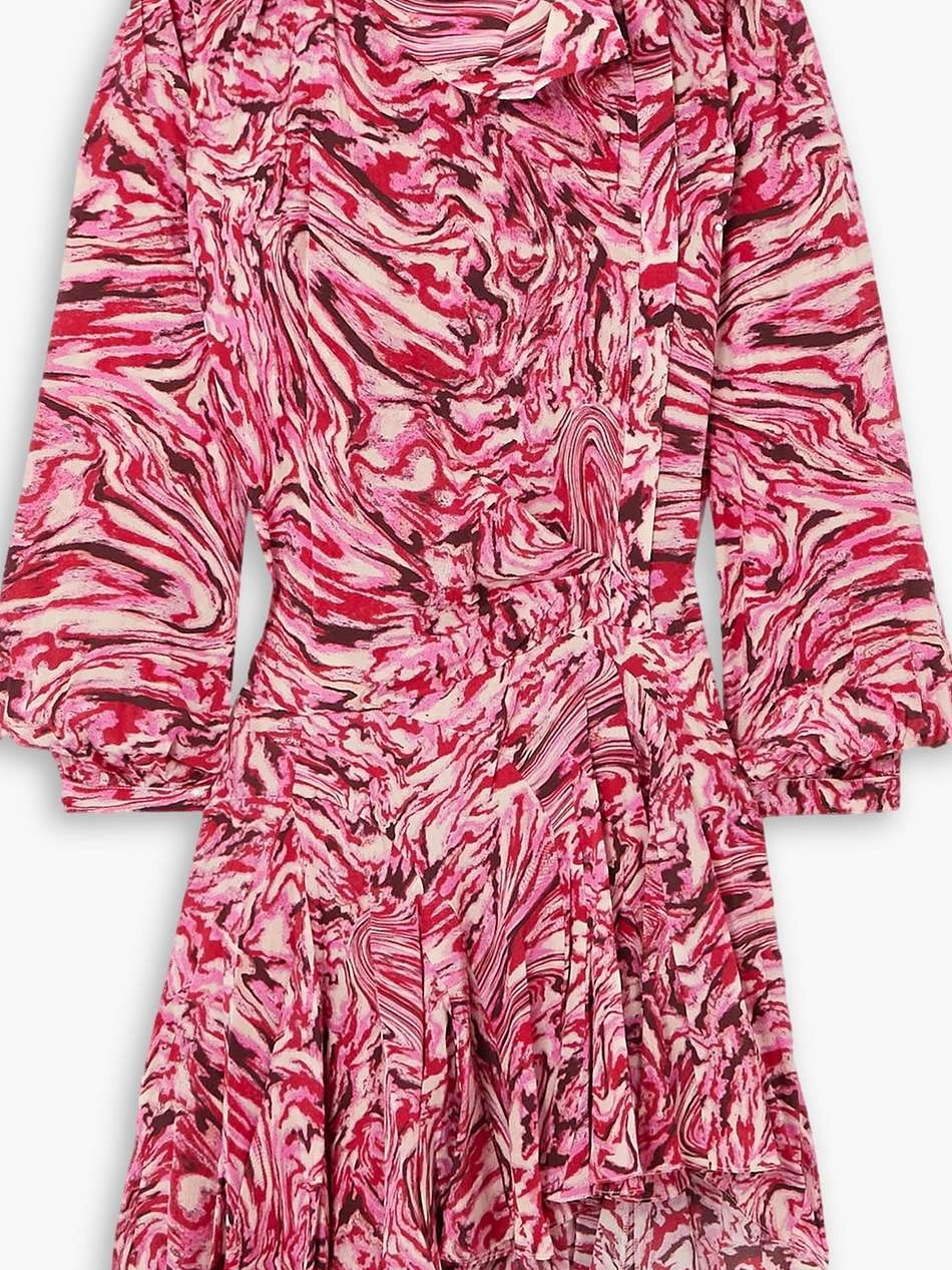 tharya asymmetric printed silk crepe de chine mini dress