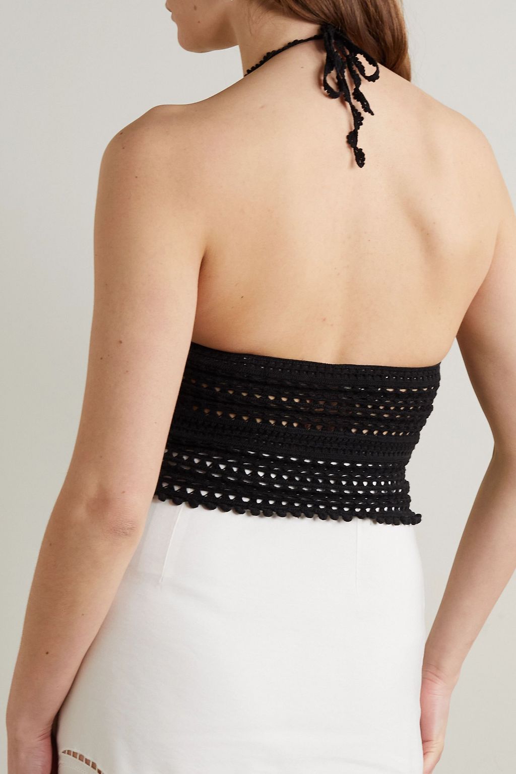 ISABEL MARANT Frinley cropped crocheted cotton halterneck tank