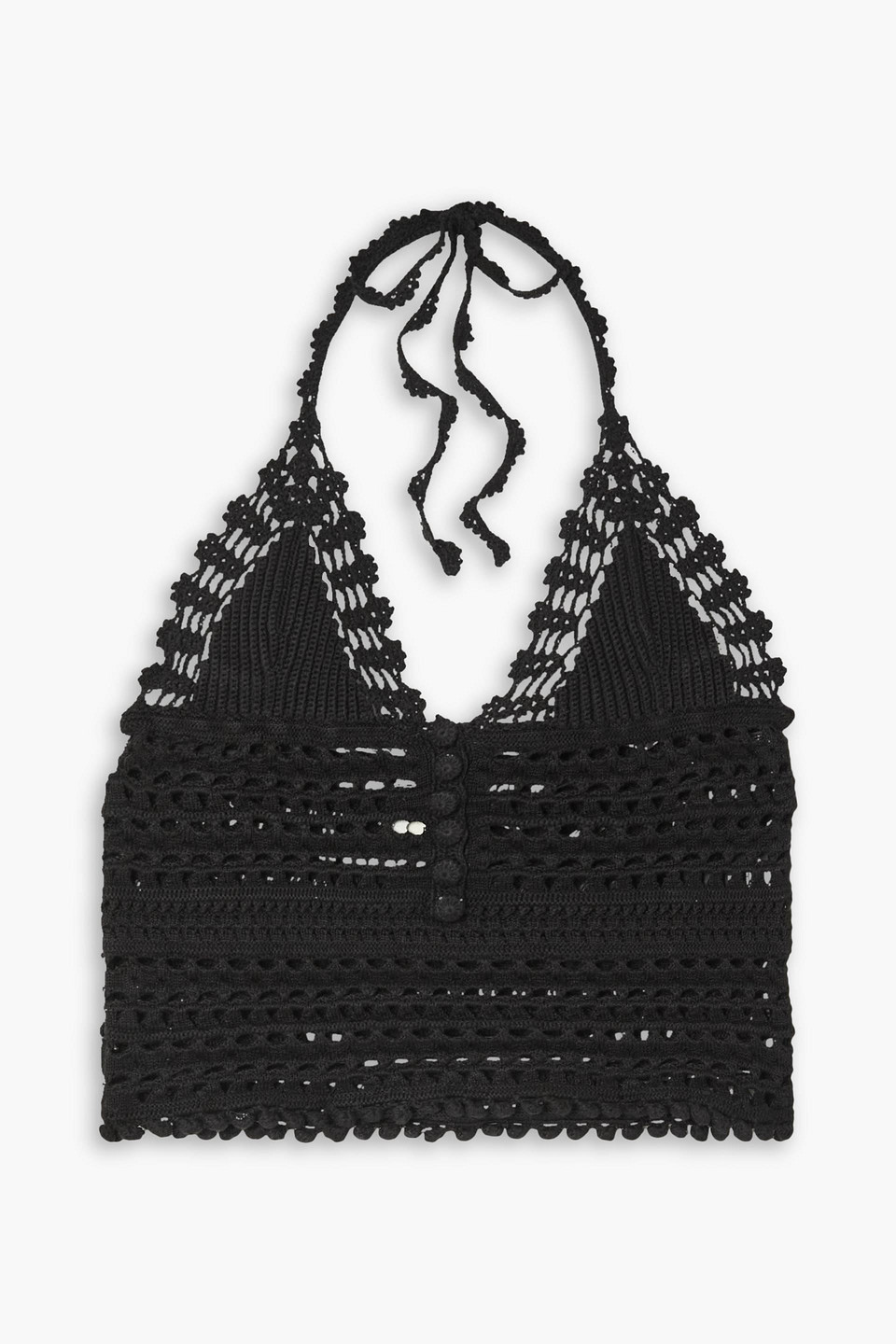 Isabel Marant Frinley Cropped Crocheted Cotton Halterneck Tank In Schwarz