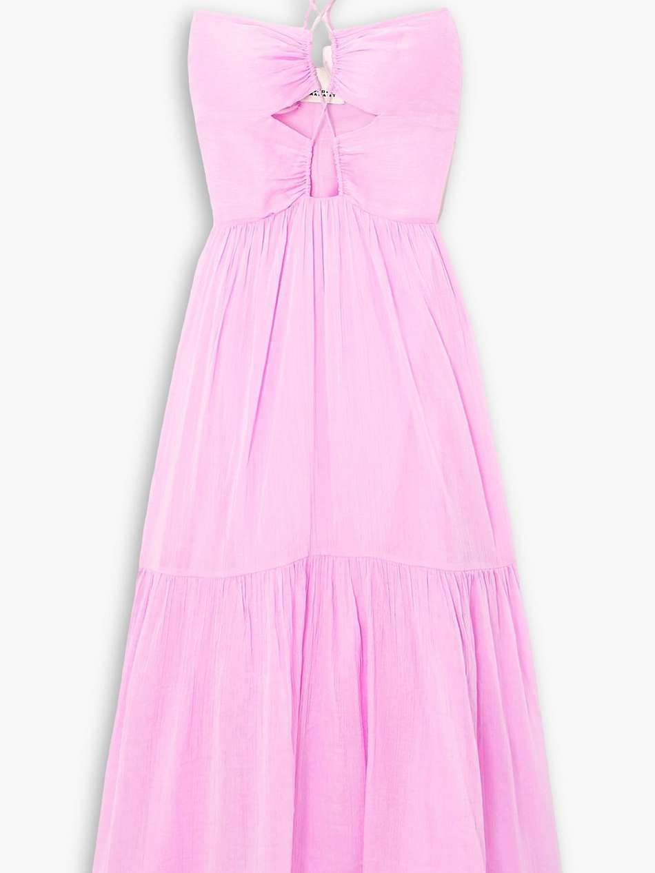 birona cutout cotton and silk-blend crepon halterneck midi dress