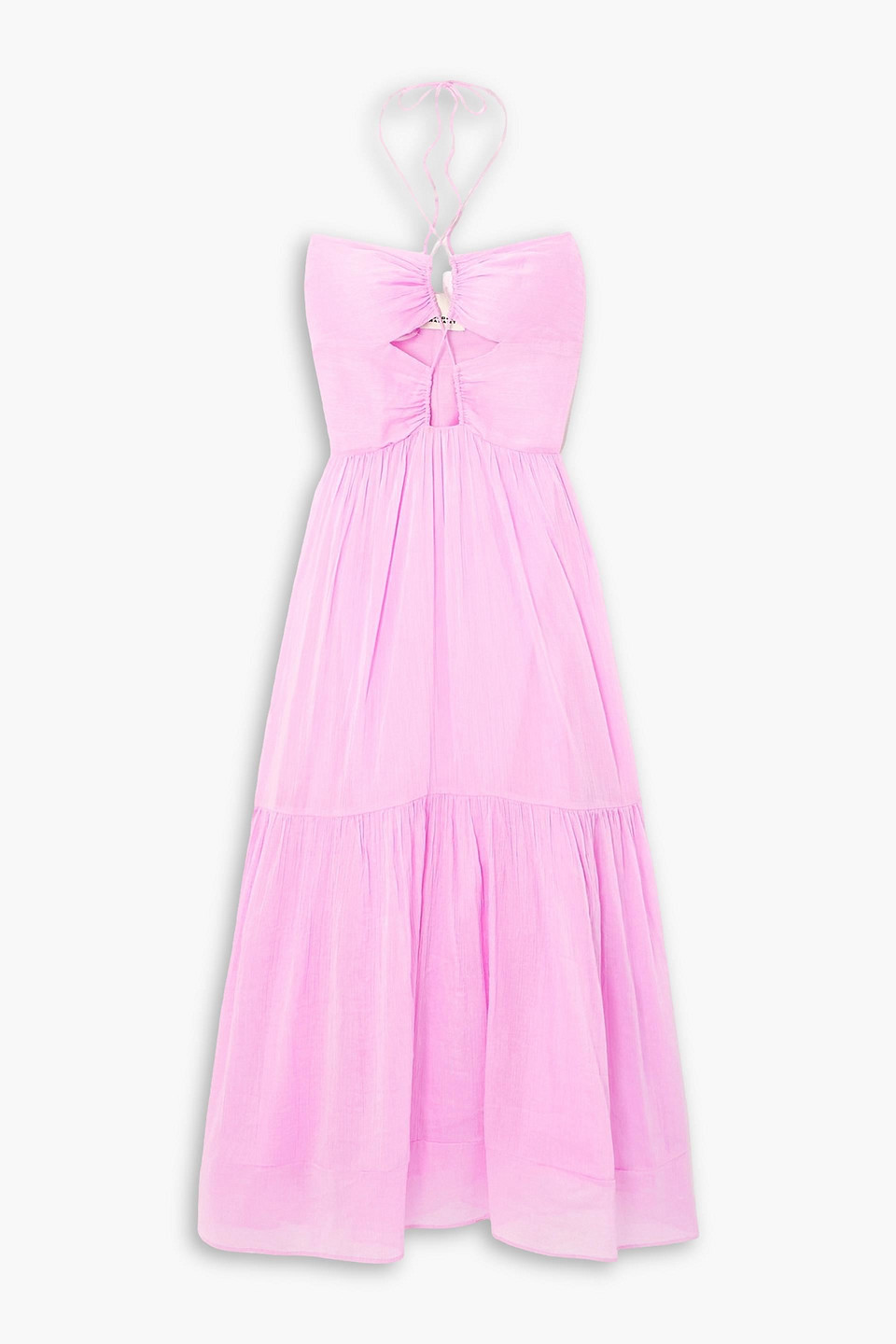 Isabel Marant Birona Cutout Cotton And Silk-blend Crepon Halterneck Midi Dress In Pink