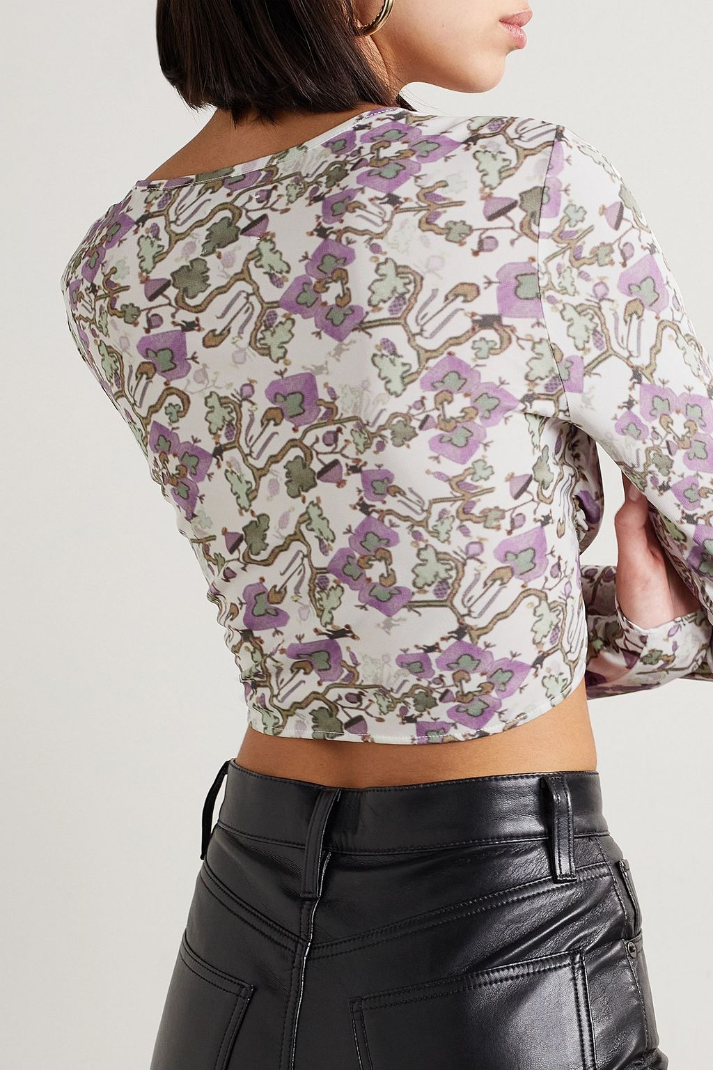 ISABEL MARANT Jinea cropped twisted printed jersey top