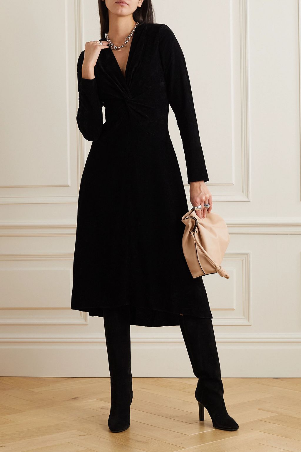 ISABEL MARANT Havena twist-front velvet midi dress