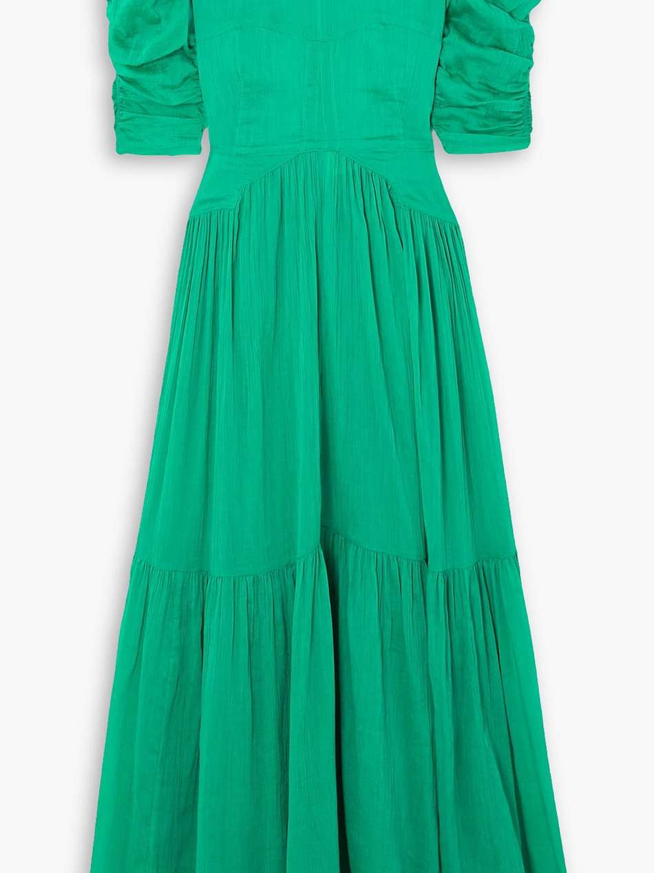 bealisa open-back ruched cotton and silk-blend crepon midi dress