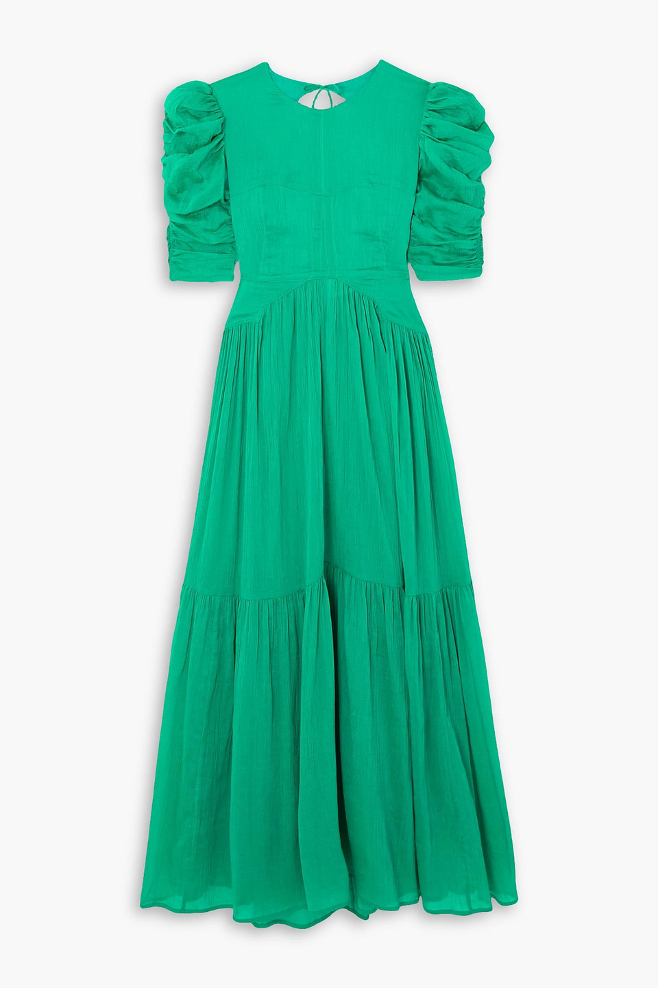 Isabel Marant Bealisa Open-back Ruched Cotton And Silk-blend Crepon Midi Dress In Jade