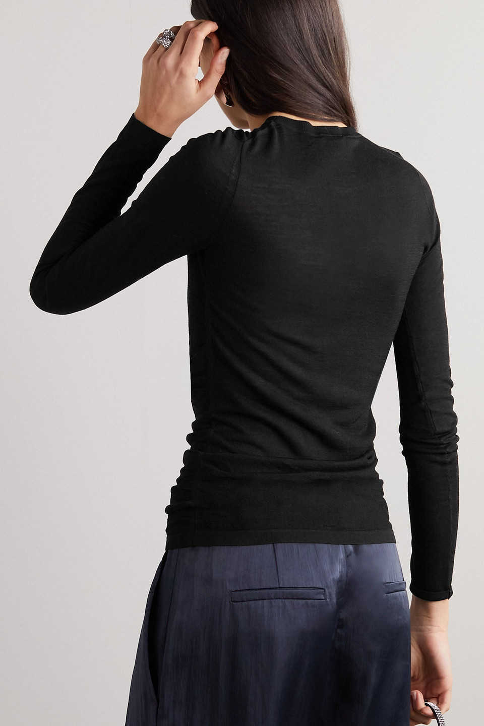 Isabel Marant Crew-neck Top With Raglan Puff Sleeves In Schwarz