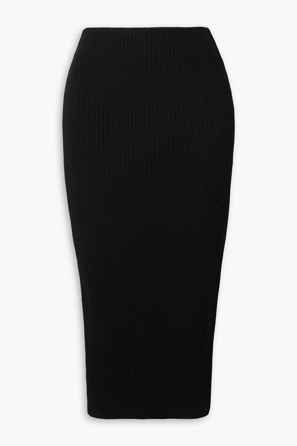 Ribbed-knit midi skirt