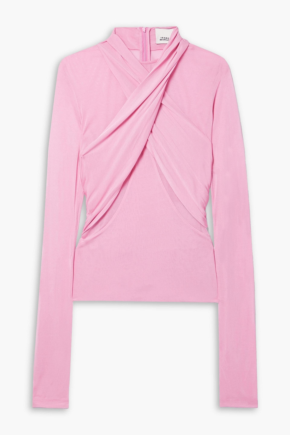 Isabel Marant Resly Draped Semi-sheer Jersey Top In Baby-pink