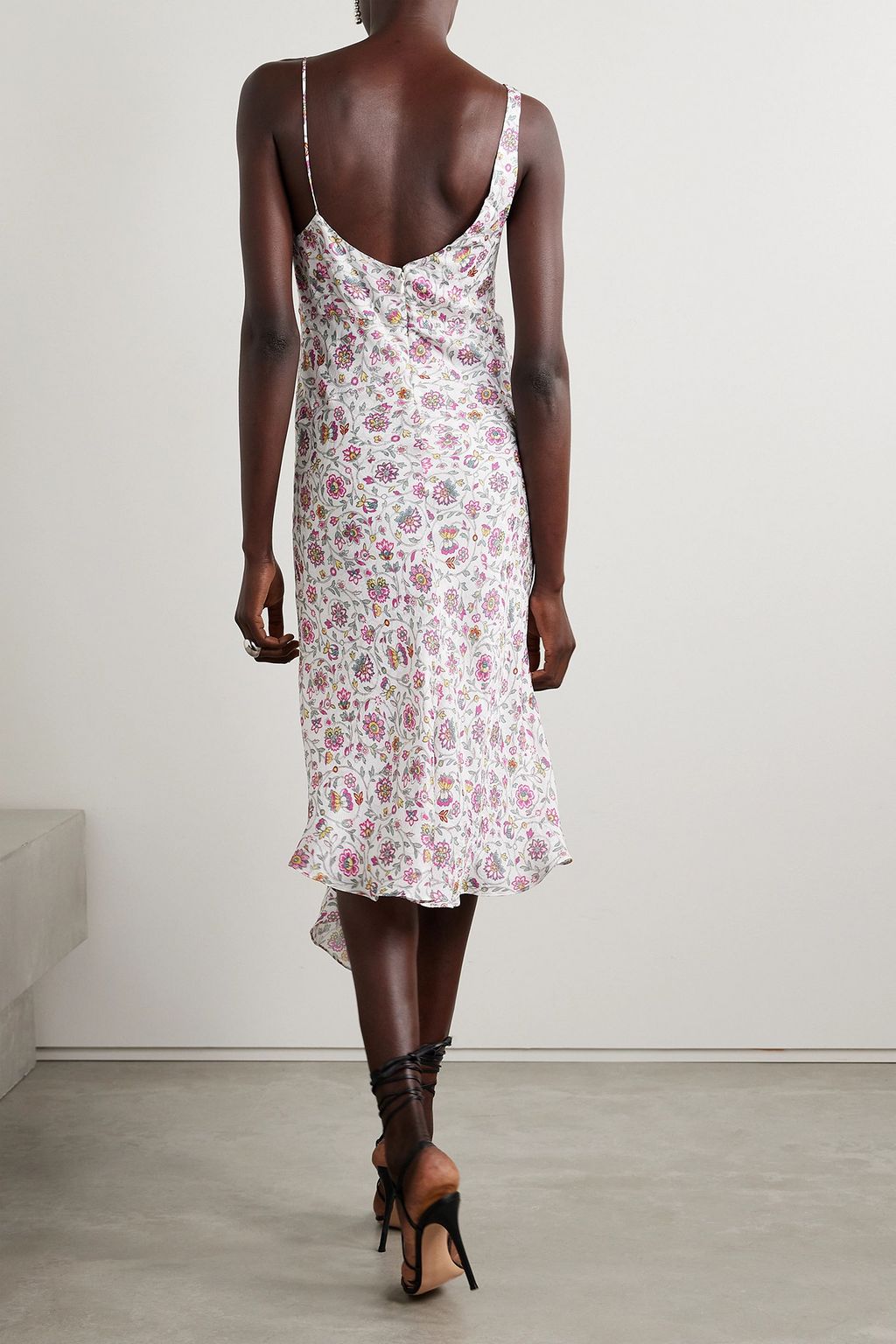 ISABEL MARANT فستان Lucia متوسّط الطول من ساتان جاكار بطبعة الأزهار