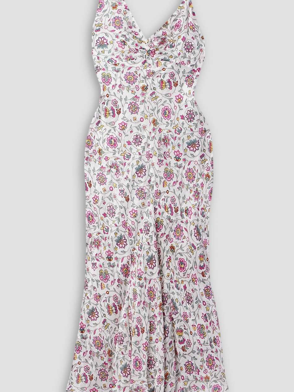lucia floral-print satin-jacquard midi dress