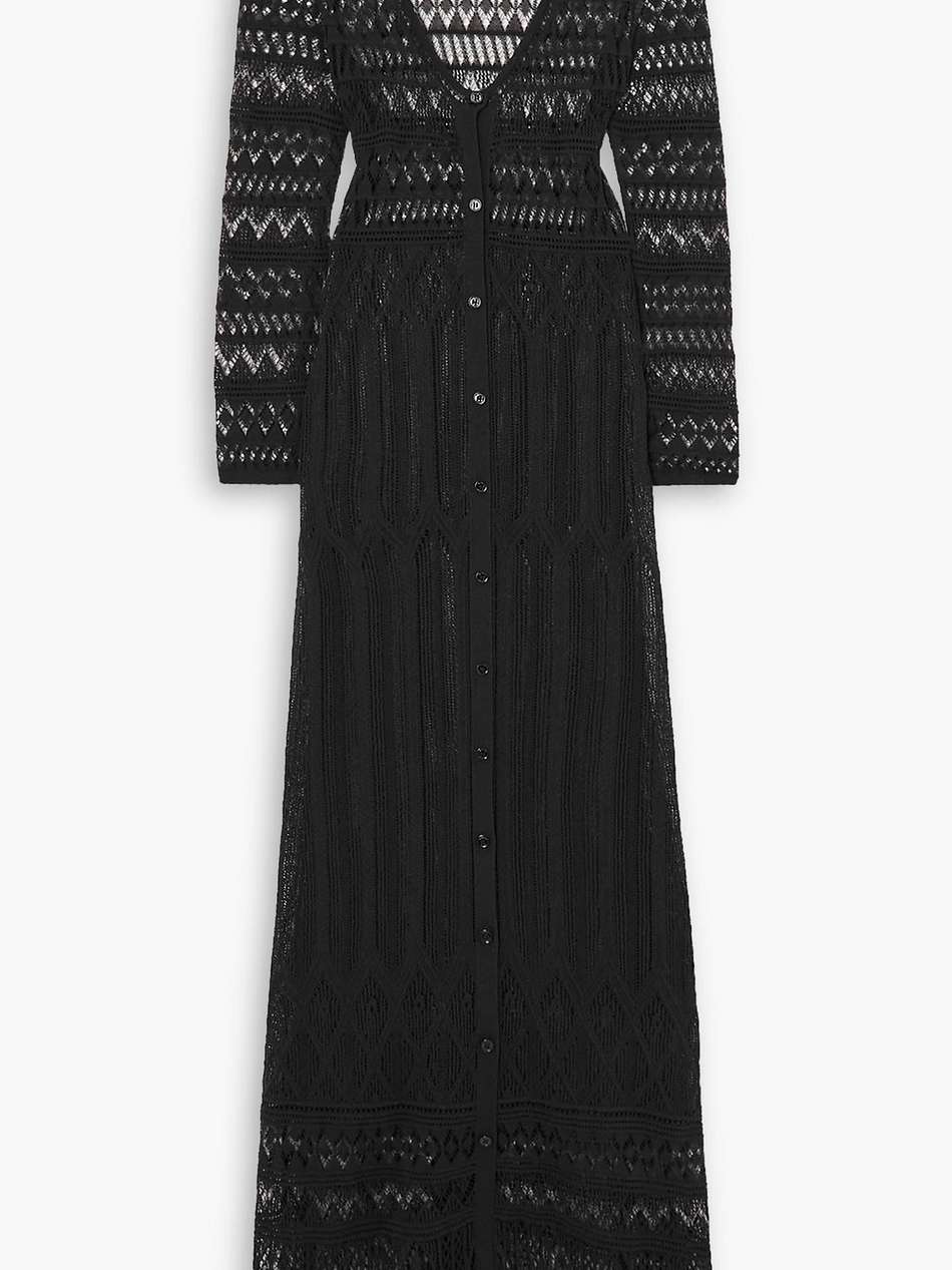 atedy pointelle-knit cotton-blend maxi dress