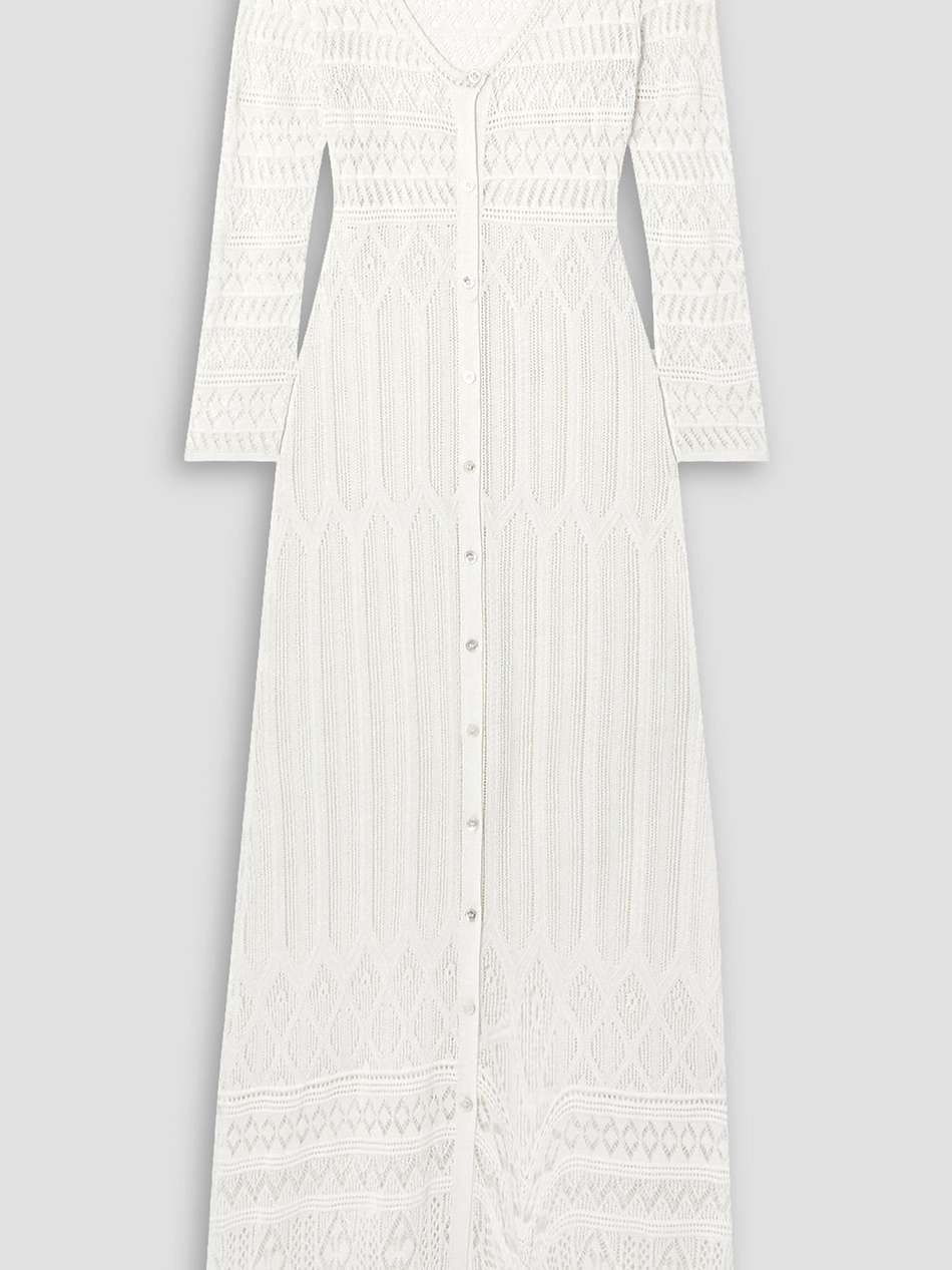 atedy pointelle-knit cotton-blend maxi dress
