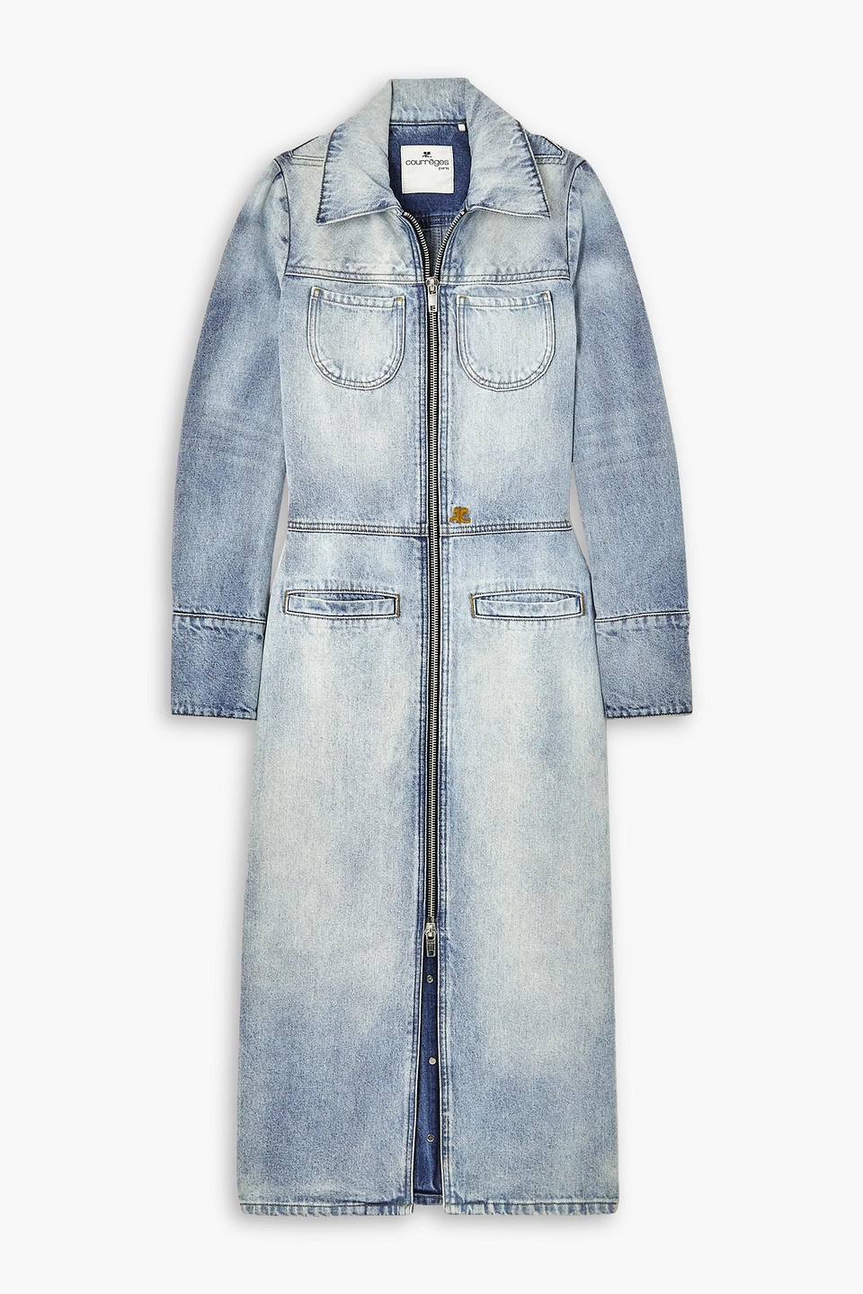 Courrèges Knee-length Denim Jacket In Hellblauer Denim