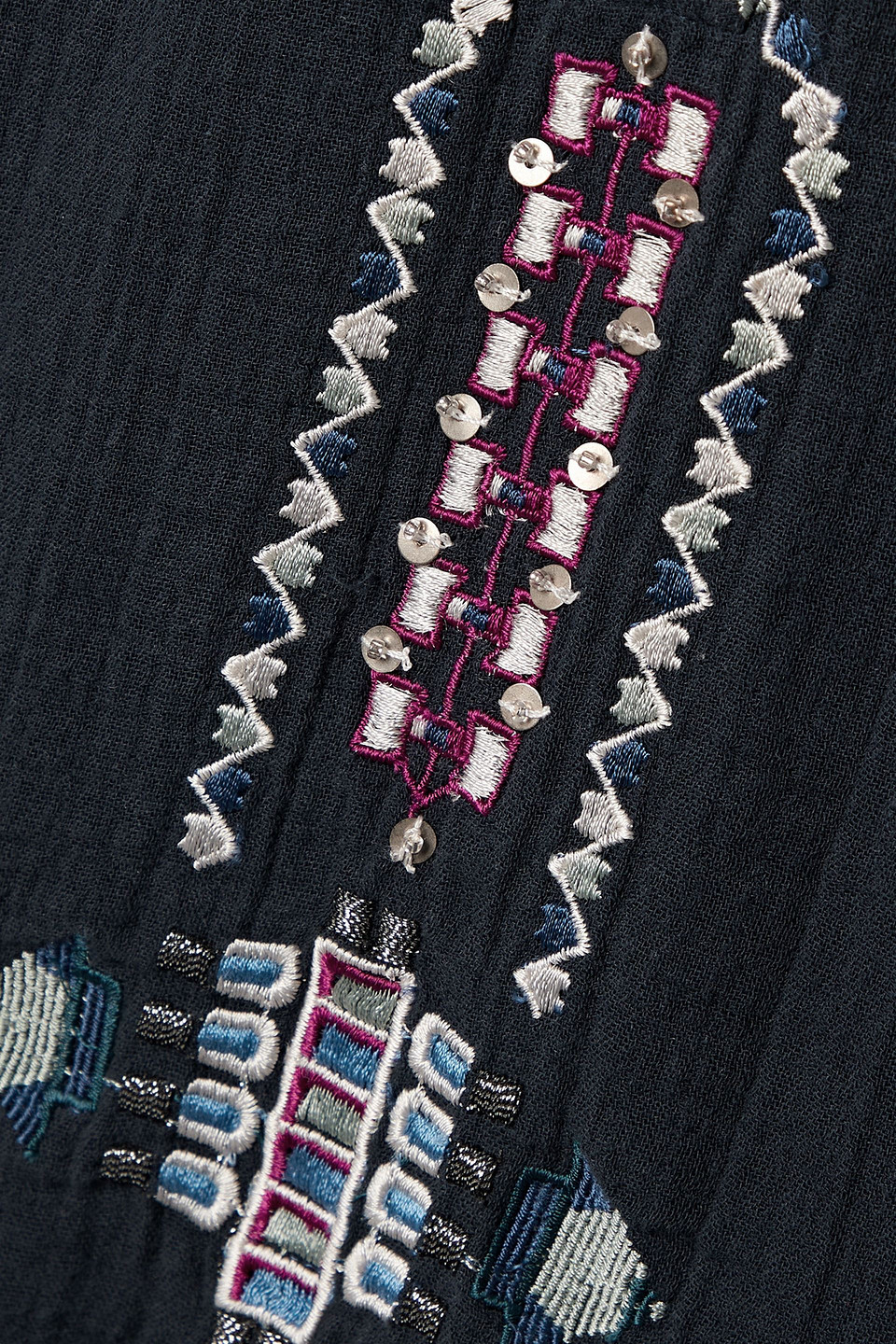 Isabel Marant Clarisa Embroidered Cotton Tunic In Navy