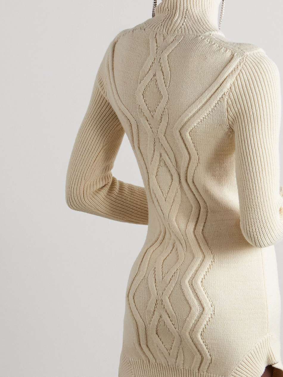 atina cable-knit merino wool-blend mini dress