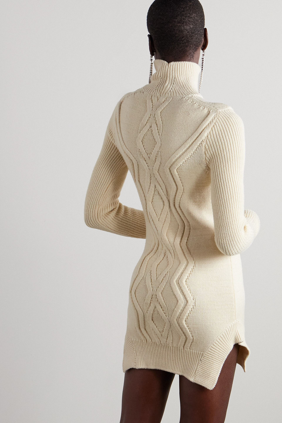 Shop Isabel Marant Atina Cable-knit Merino Wool-blend Mini Dress In Beige
