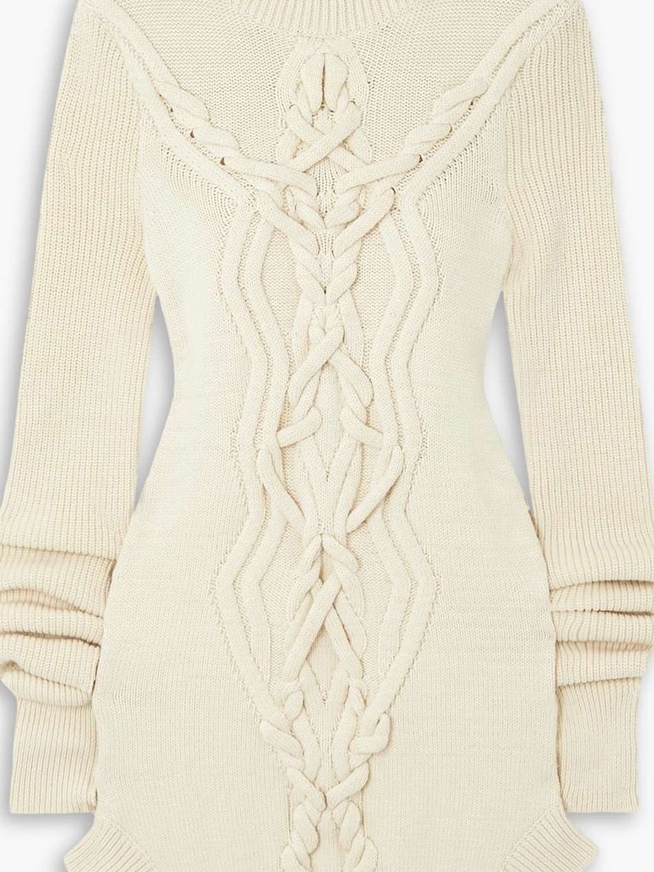 atina cable-knit merino wool-blend mini dress