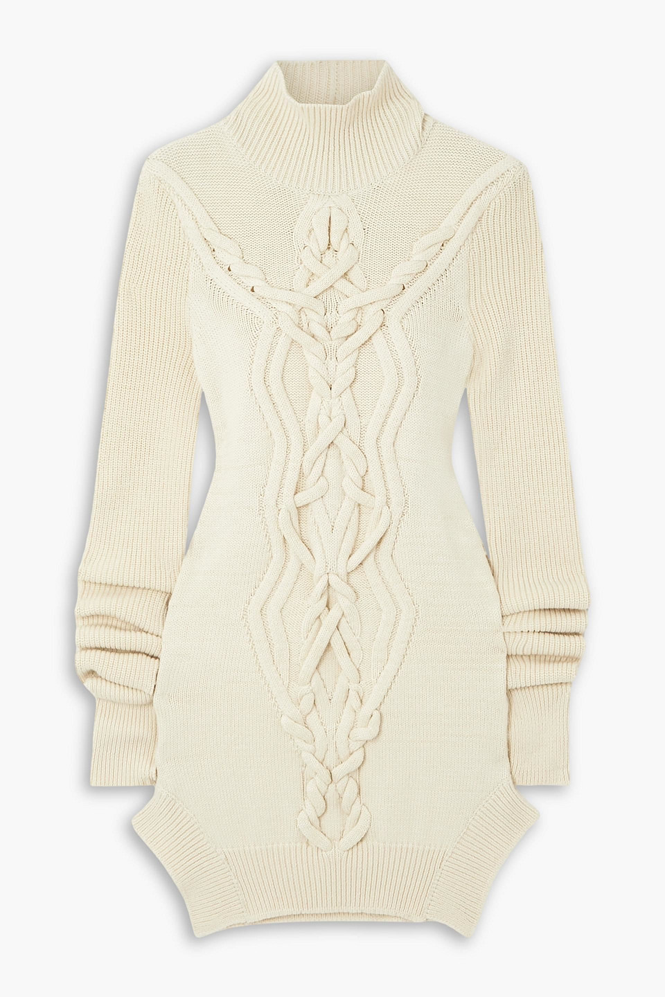 Shop Isabel Marant Atina Cable-knit Merino Wool-blend Mini Dress In Beige