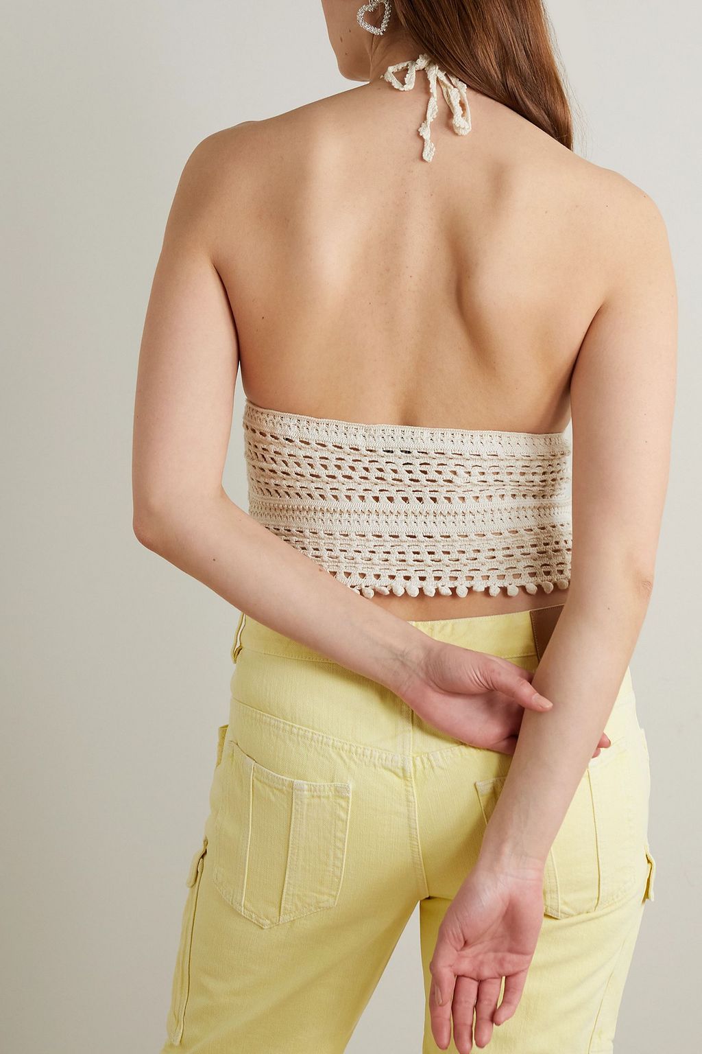 ISABEL MARANT Frinley cropped crocheted cotton halterneck tank