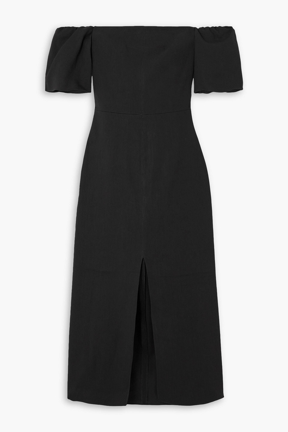 Isabel Marant Stony Off-the-shoulder Hemp-blend Midi Dress In Schwarz